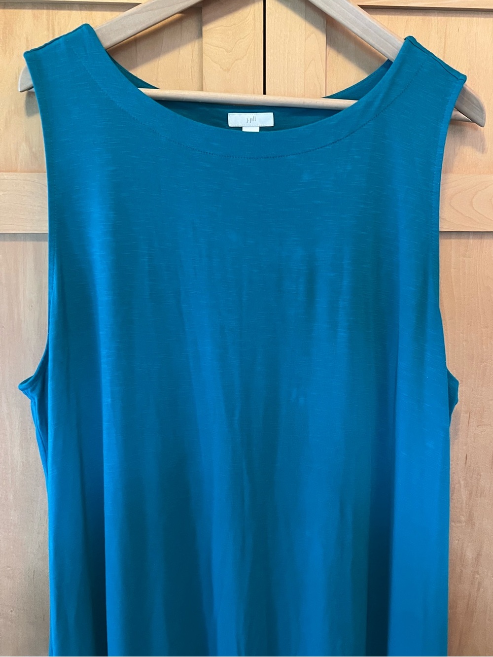 J. Jill Boatneck Elliptical Knit Maxi Dress Sleeveless with Pockets Teal XL - Picture 4 of 10